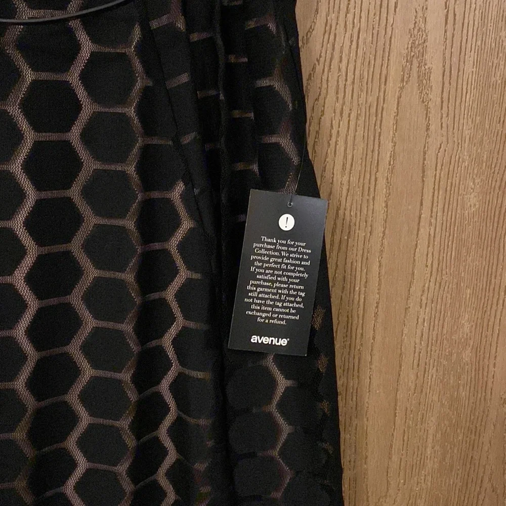 Avenue Sheer Black Overlay Dress w/ Belt - Picture 7 of 7